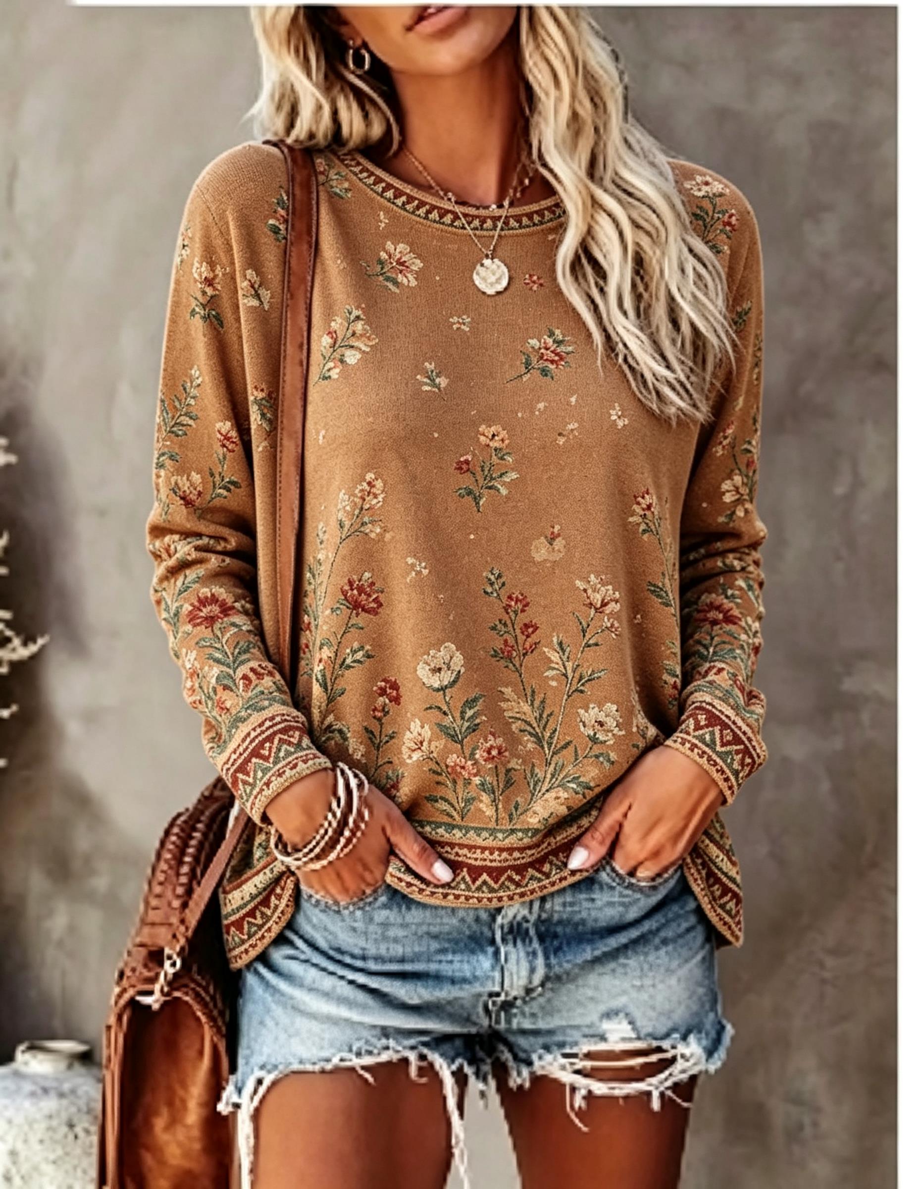 Wallpaper - Women Crew Neck Long Sleeve T‑Shirt,
