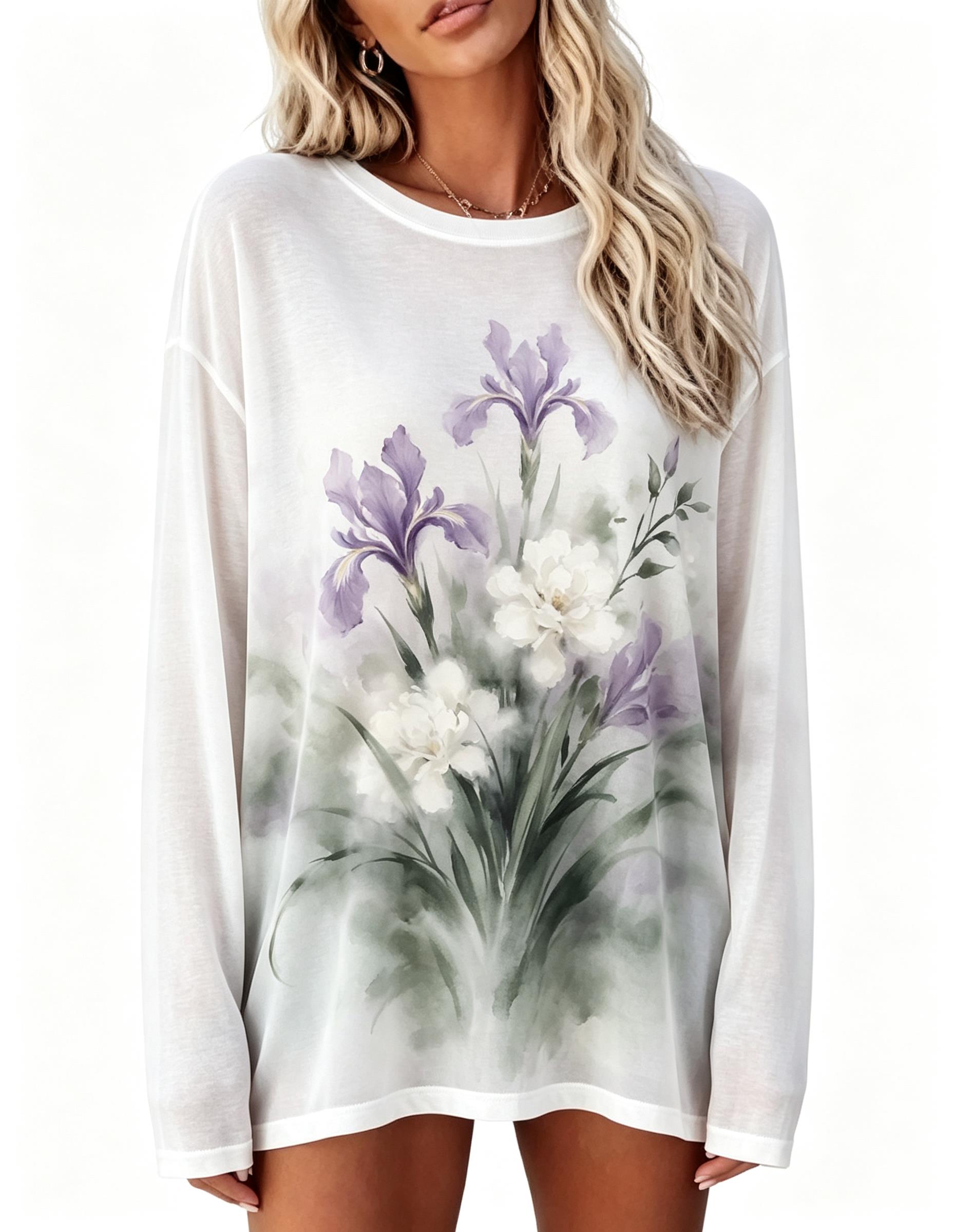 Women Long Sleeve T‑Shirt Vint - Wallpaper ulasan dan harga