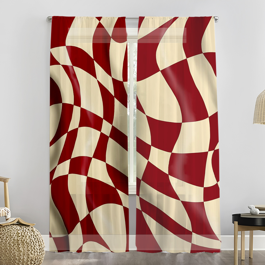 2PCS Sheer Curtains, Wine Red  - Curtain Rods ulasan dan harga