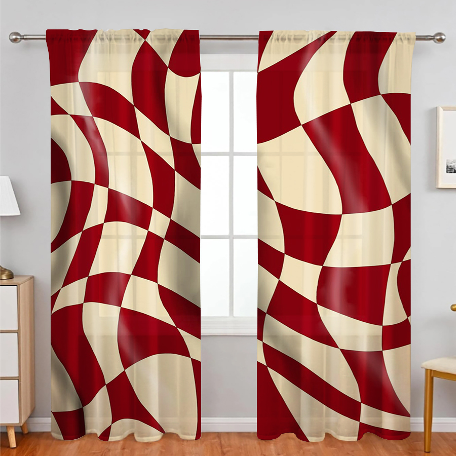2PCS Sheer Curtains, Wine Red  - Curtain Rods ulasan dan harga